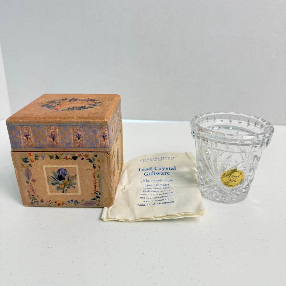 Vintage Princess House Lead Crystal Mini Flower Pot‎ Figurine and Storage Box